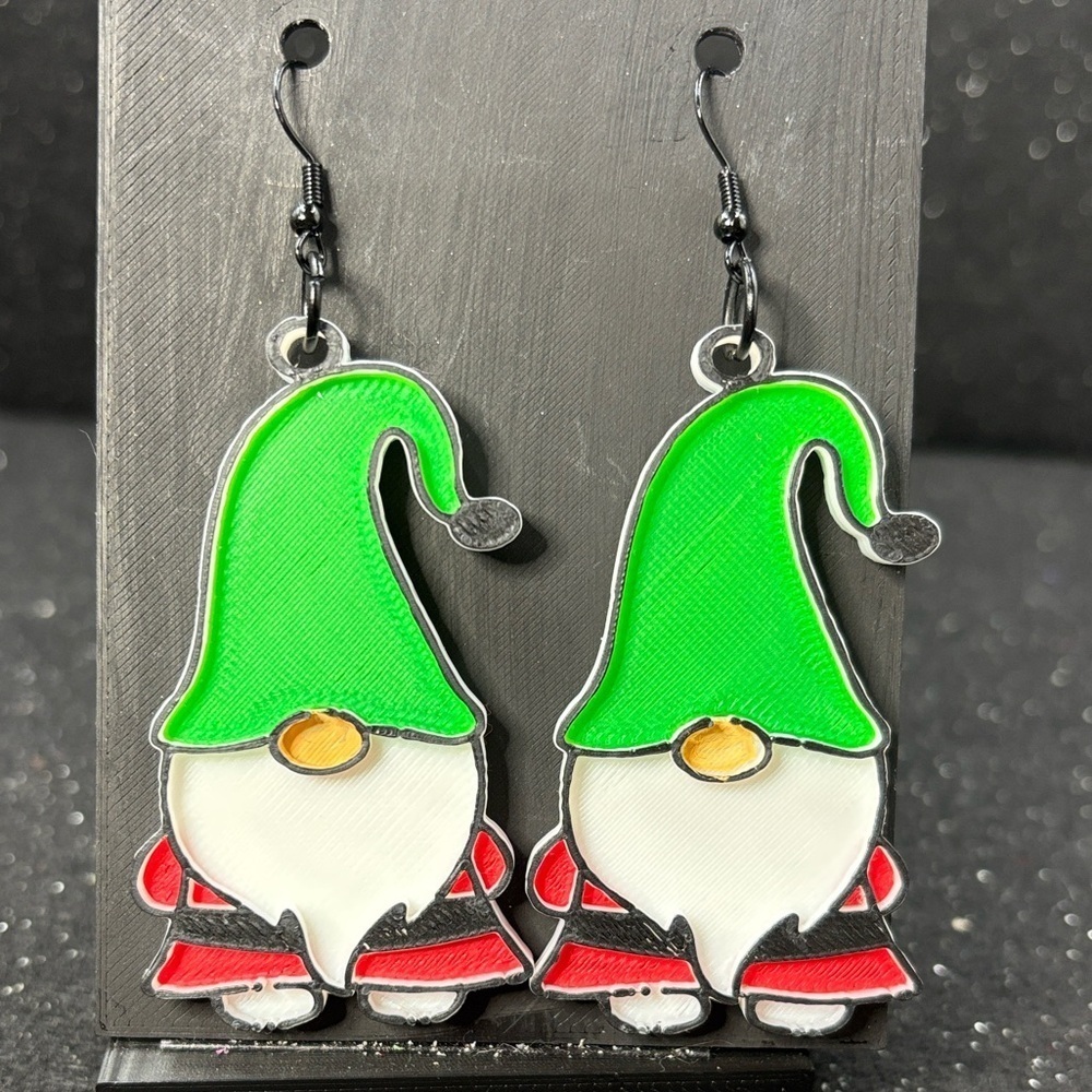🎄 Christmas Gnome Earrings with Green Hat & Red Suit 🎅✨